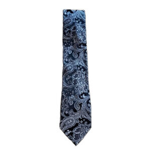 Donald J. Trump Signature Collection Black Silver Paisley Silk Tie 3.5" Wide